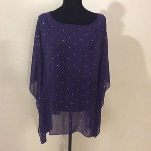 NWT MK Bat Wings Purple Top w/silver beads 1X